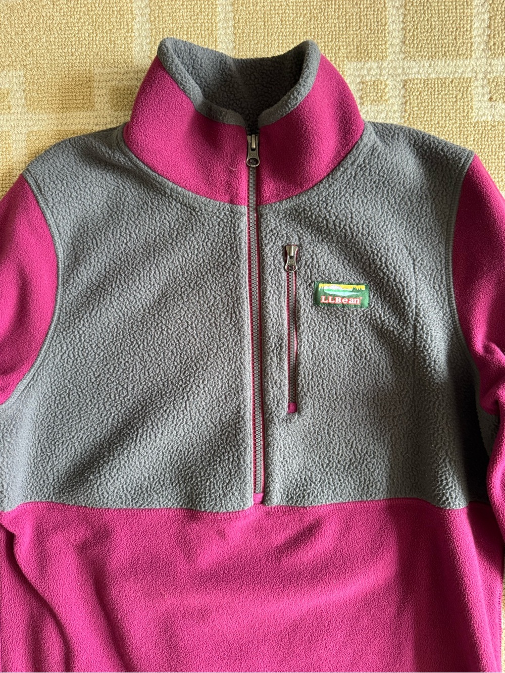 L.L. Bean Polartec Fleece Quarter Zip Pullover Outdoor Hiking Gray Purple Medium - Picture 11 of 11